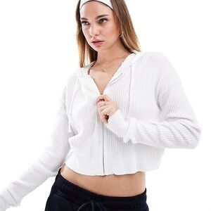 Cotton On White Zip Up Knit Cardigan